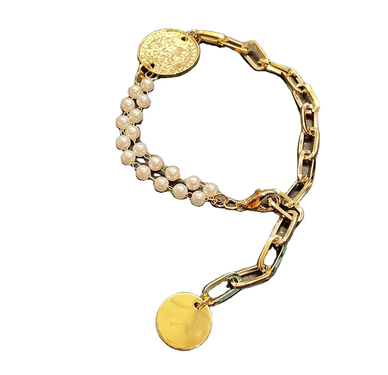 14k Gold Pearl Bracelet Vintage round card