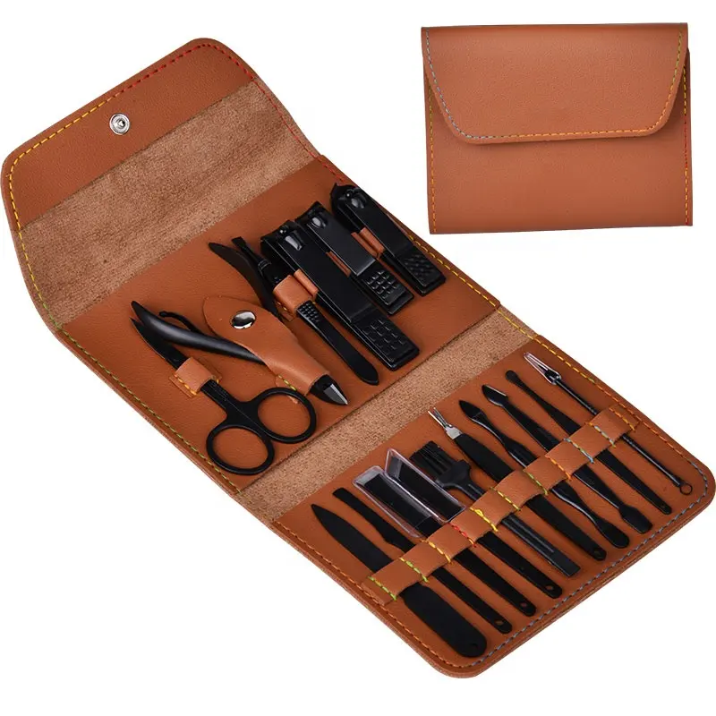 16 Pieces Manicure Set with Leather Case,Nail Clippers Kit Grooming Kit  Personal Care Tool, Gifts for Men/Women