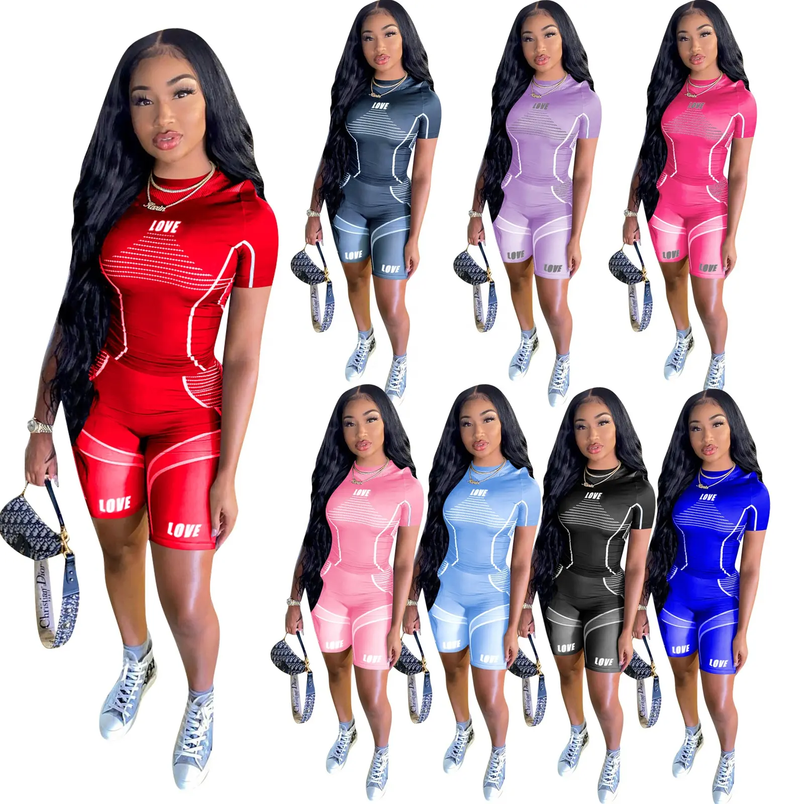 LW-4197 Горячая двух частей для женщин Весна одежда трикотажные Лоскутные дышащие Йога Фитнес Спортивная одежда 2021 одежда для фитнеса для женщин