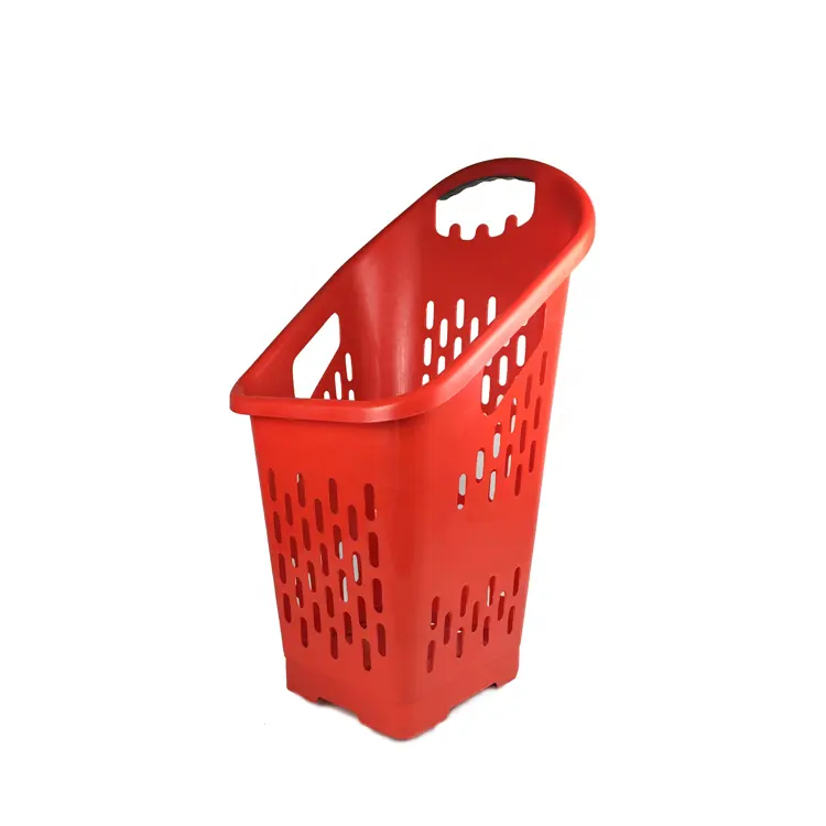 Plastic Supermarket Basket Free Sample Double Handle Grocery Shopping Plastic Basket For Supermarket