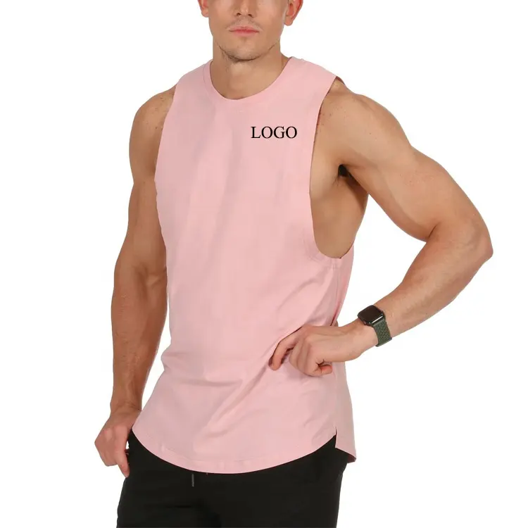 Custom Logo Mens Sportswear Quick Dry Cotton Training Tops Plain Blank Workout Singlet Muscle Gym Tank Top Men