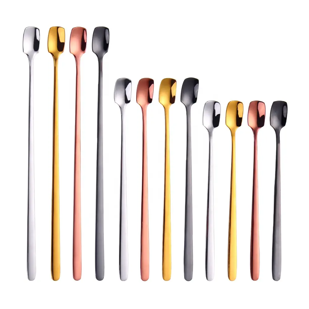 Long Handle Stainless Steel Cocktail Mixing Stirring Tea Coffee Spoon Ice Cream Spoon