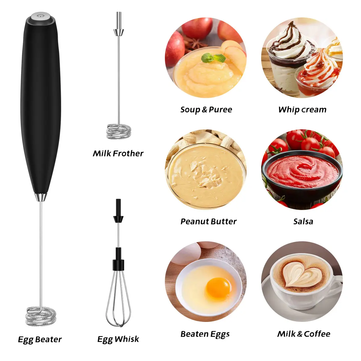 WDD601 Portable Mini Electric Egg Beater Handheld Wireless Battery Power Coffee Milk Blender Practical Egg White Milk Frother