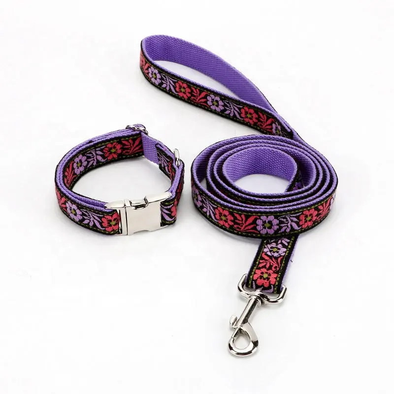 Embroidery dog collar & leash set