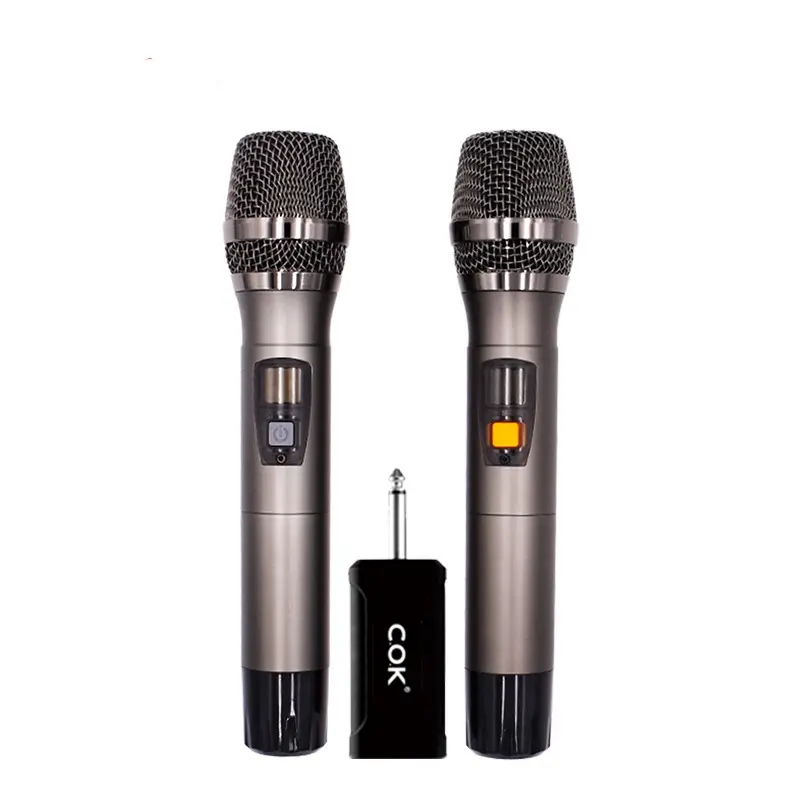 Portable Professional Universal Dual Channel Metal Handheld mobile usb Wireless Microphone with rechargeable For karaoke