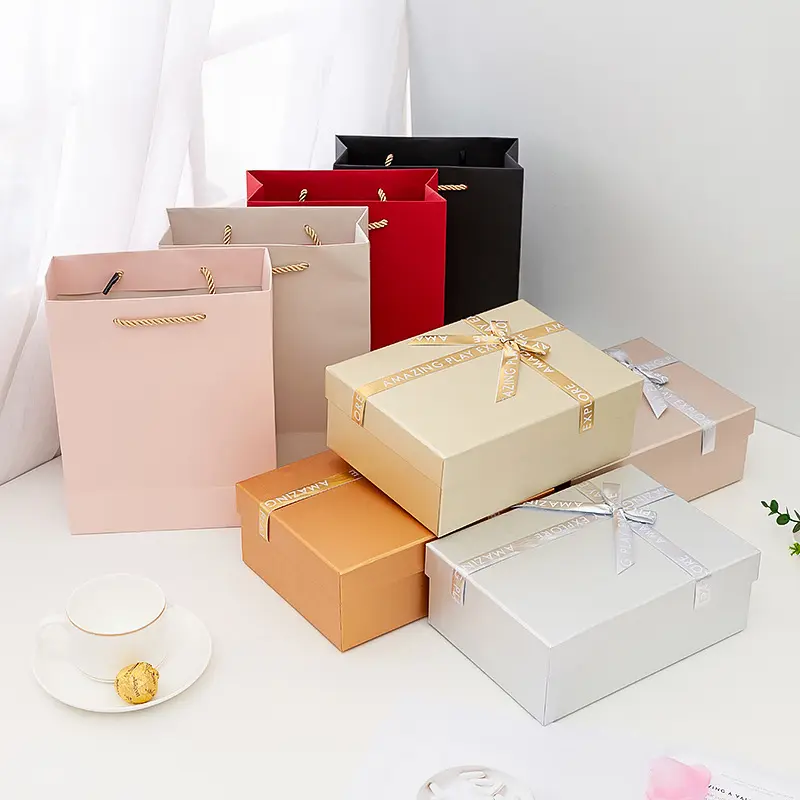 Creative lipstick packing box Christmas gift gift packing box Bowknot ribbon heaven and earth cover gift box wholesale