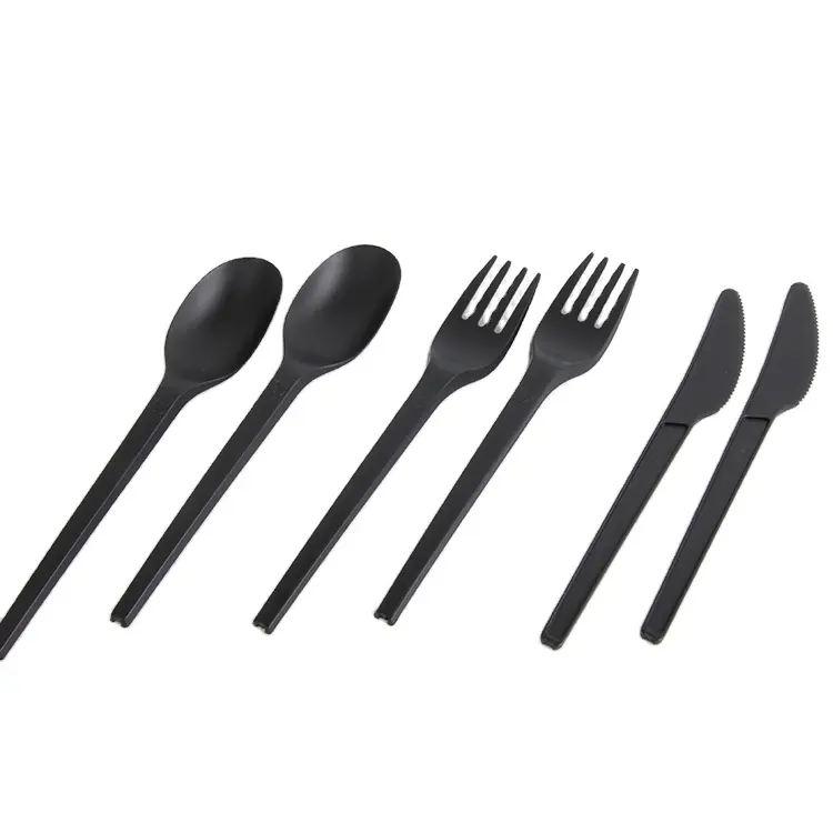 Eco-friendly Disposable Biodegradable Cutlery CPLA Plastic Corn Starch Cutlery Set For Takeaway