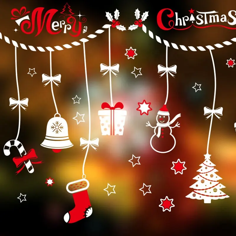 Hot Sale Waterproof Christmas Removable PVC Electrostatic Vinyl Stickers Christmas Window Stickers