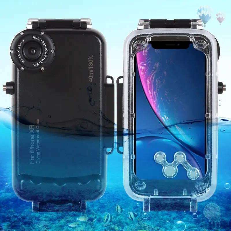 For iPhone SE 2020 & 8 & 7 40m/130ft Waterproof Diving Housing Photo Video Taking Underwater Cover Case(White)