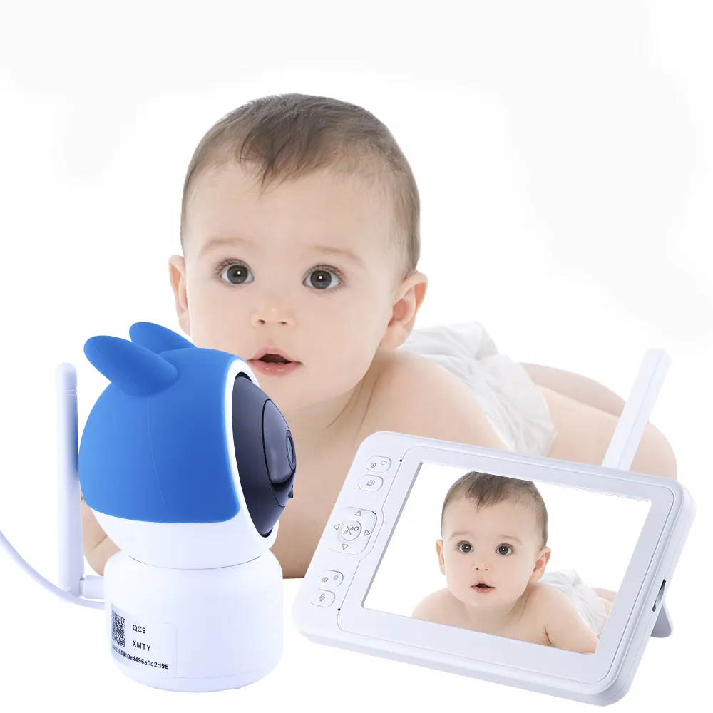 5 Inch Long Distance Lullaby Smart Baby Monitor 1080P HD Super Clear wide-angle with 360 degrees rotating baby monitor