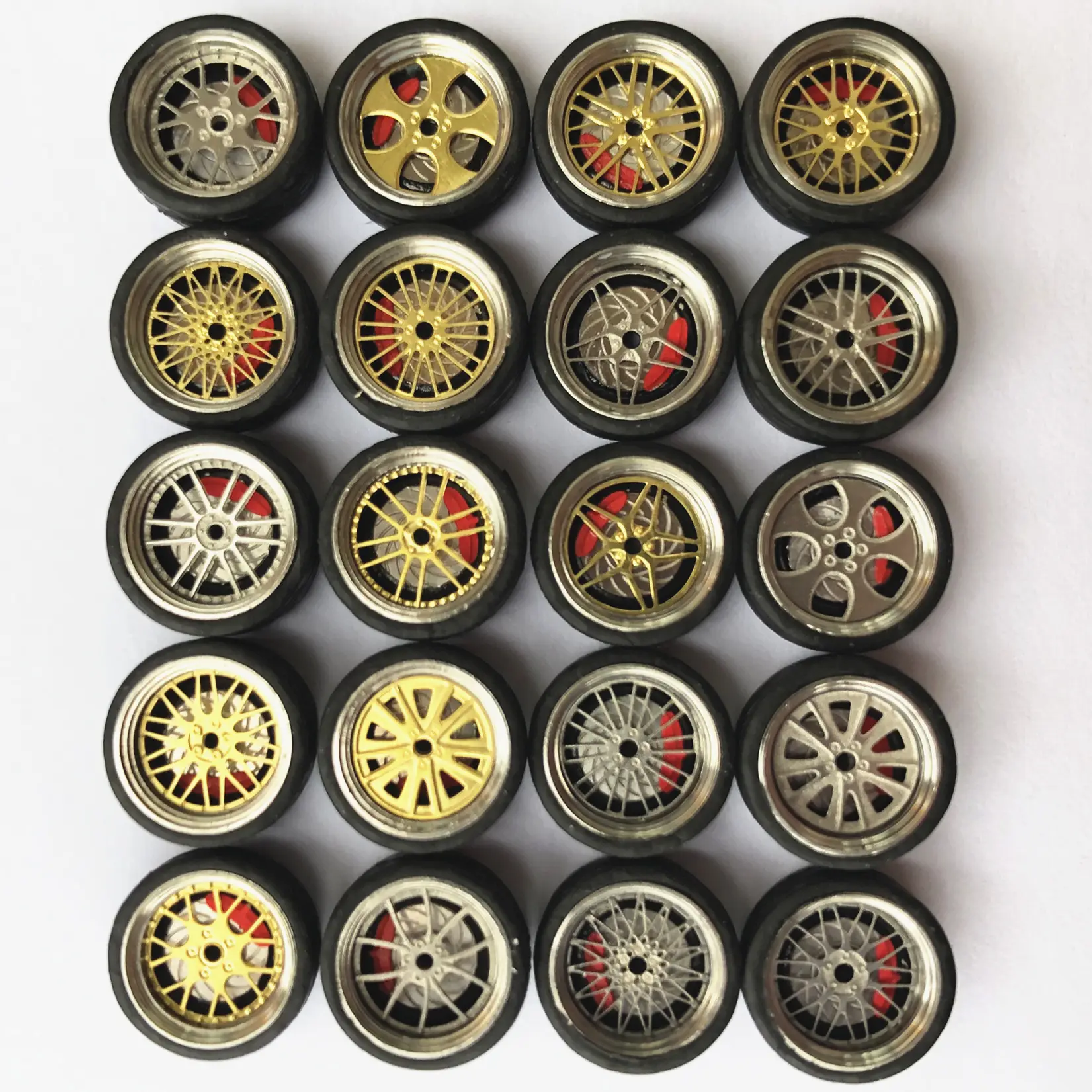 A Type 1:64 Scale Alloy Rubber  Wheels Tire Pack Series for  Model Cars Hot Wheels