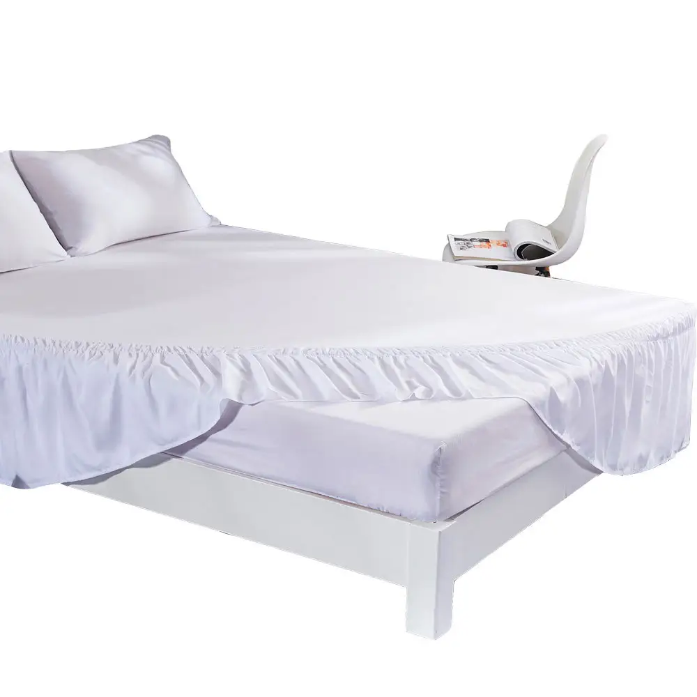 Европейский модный белый водонепроницаемый роскошный комплект постельного белья для отеля с юбкой и простыней для дома с бесплатной доставкой
