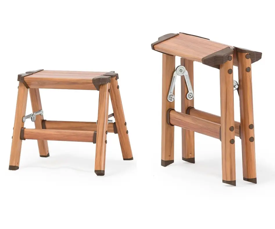 Минимальный заказ 500 PCS 2 шаги алюминиевый складной маленький стул с древесины для домашнего использования