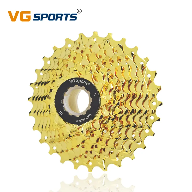 VG SPORTS 8 9 10 11 Speed Road Bike Cassette Freewheel MTB Bike Cassette Sprocket+bike half hollow gold/silver chain set