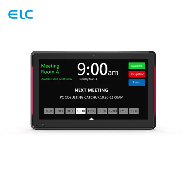 10.1 Inch Wall Hanging LCD Touch Screen Booking System Conference LED Light Bar Poe Power Android Tablet