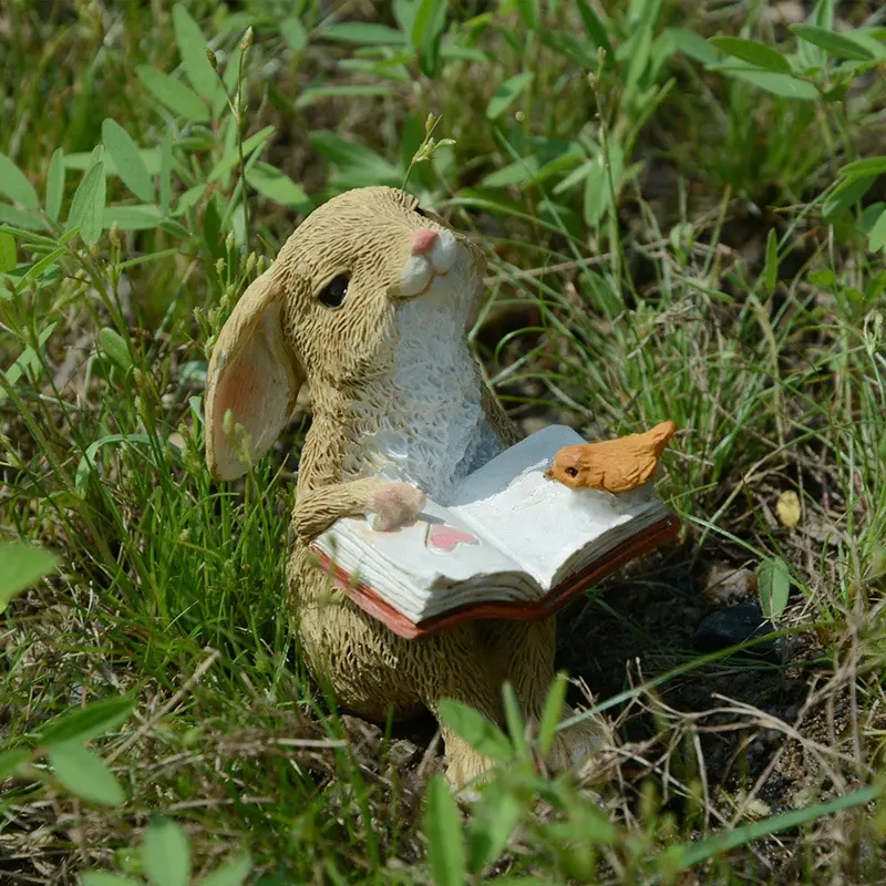 Декоративные садовые статуи кролика Z12135A, пасхальные подарки, миниатюрная скульптура животного, пасхальный подарок, статуэтки кролика из смолы