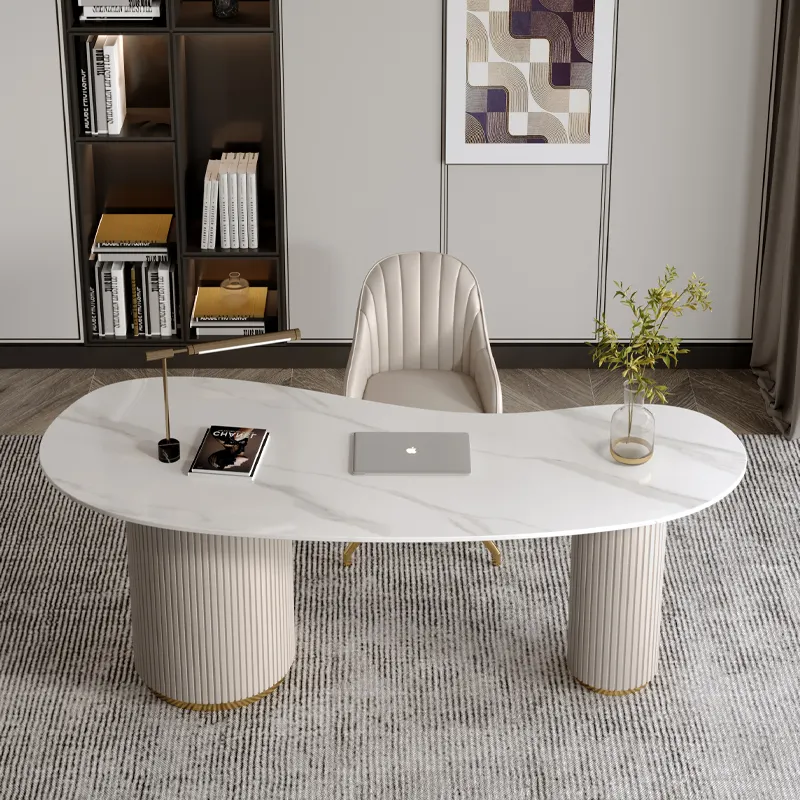 Роскошная мебель для дома, офисный стол, современный компьютерный письменный салон, стойка регистрации, белый Рабочий стол с мраморной столешницей