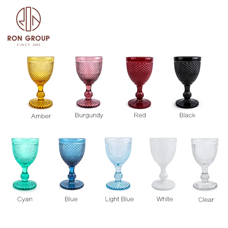 china factory supply top quality custom event party wine cup blue goblet wedding glass