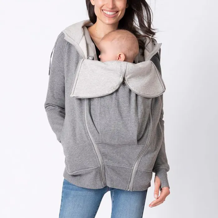 Plus Size Breathable Dad Mom Baby Carrier Maternity Hoodies Ladies Kangaroo Baby Warm Heavyweight Sweatshirts