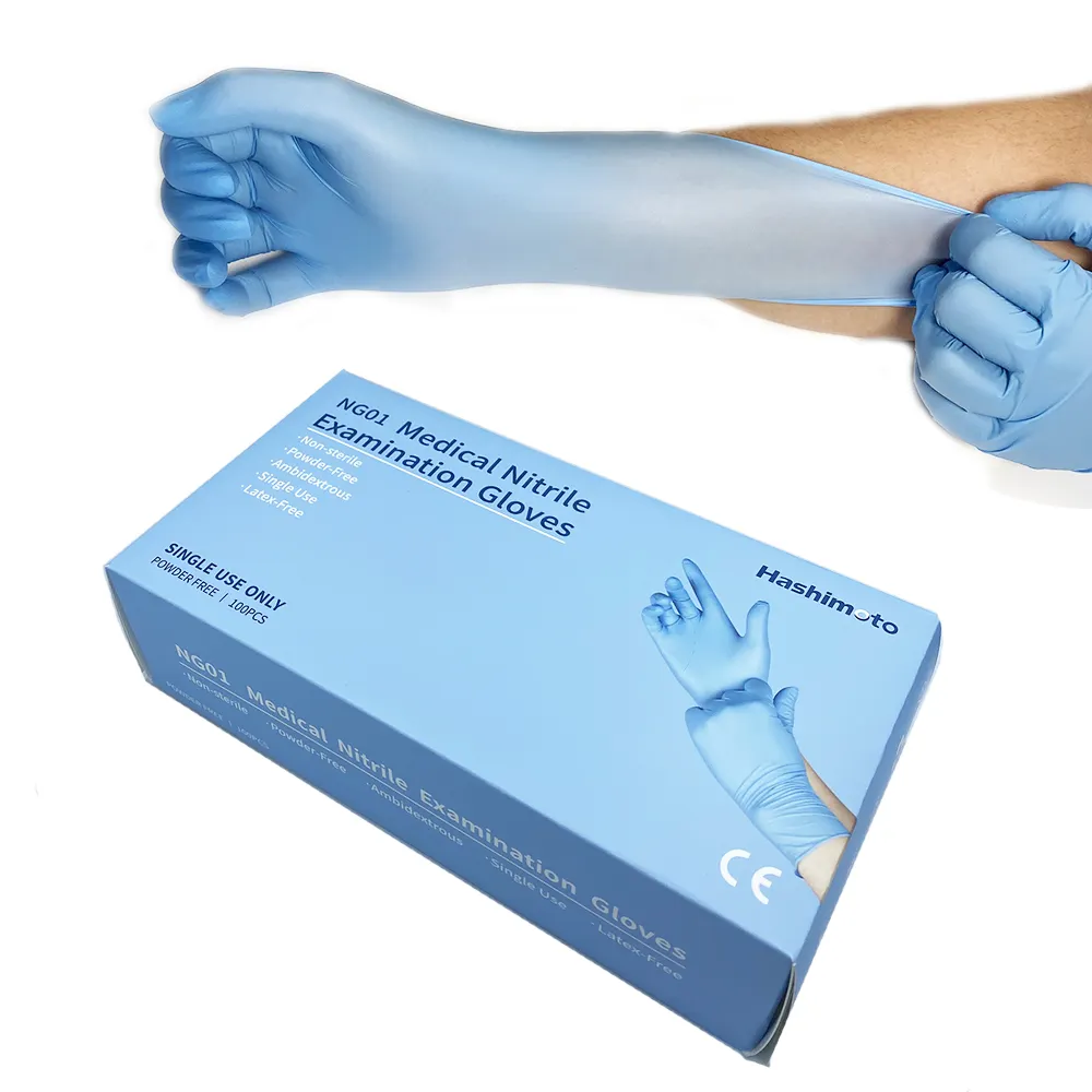 non powdered hand gloves nitrile blue mil packing box 100 pcs disposable nitrile gloves