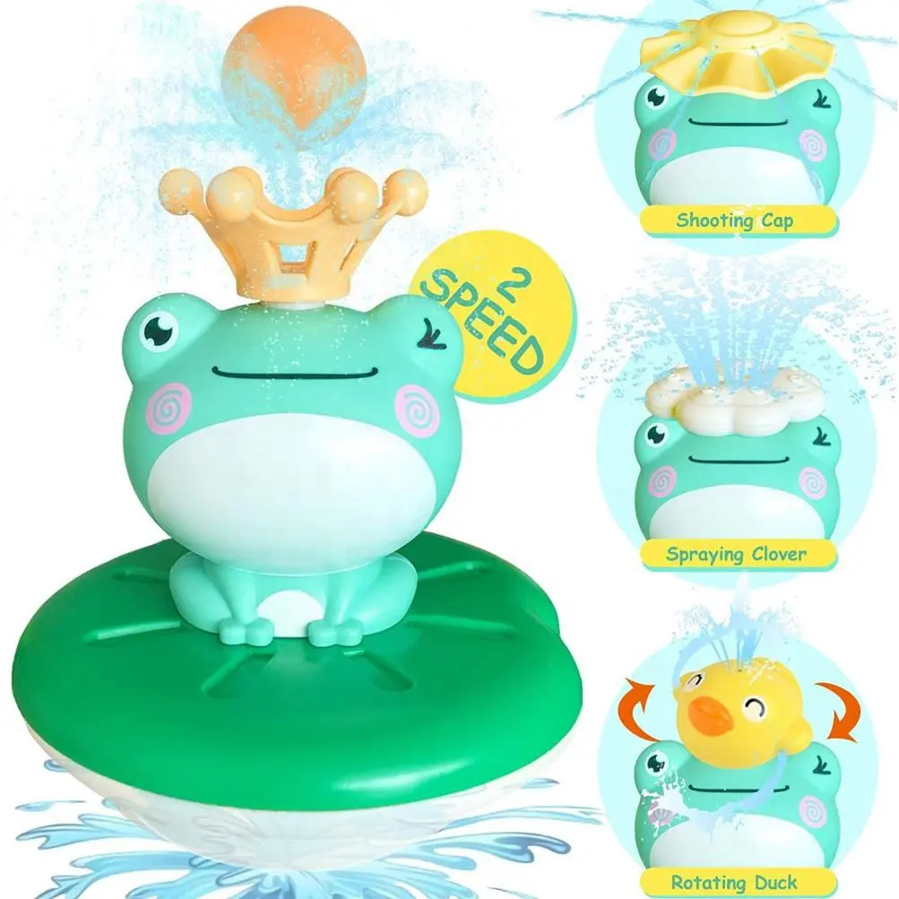 Bath Toy Sprinkler Kids Water Splashing Cute Frogs With 4 Replaceable Water Spray Modes Shower Nozzle For Kids Bathing Toys Gift