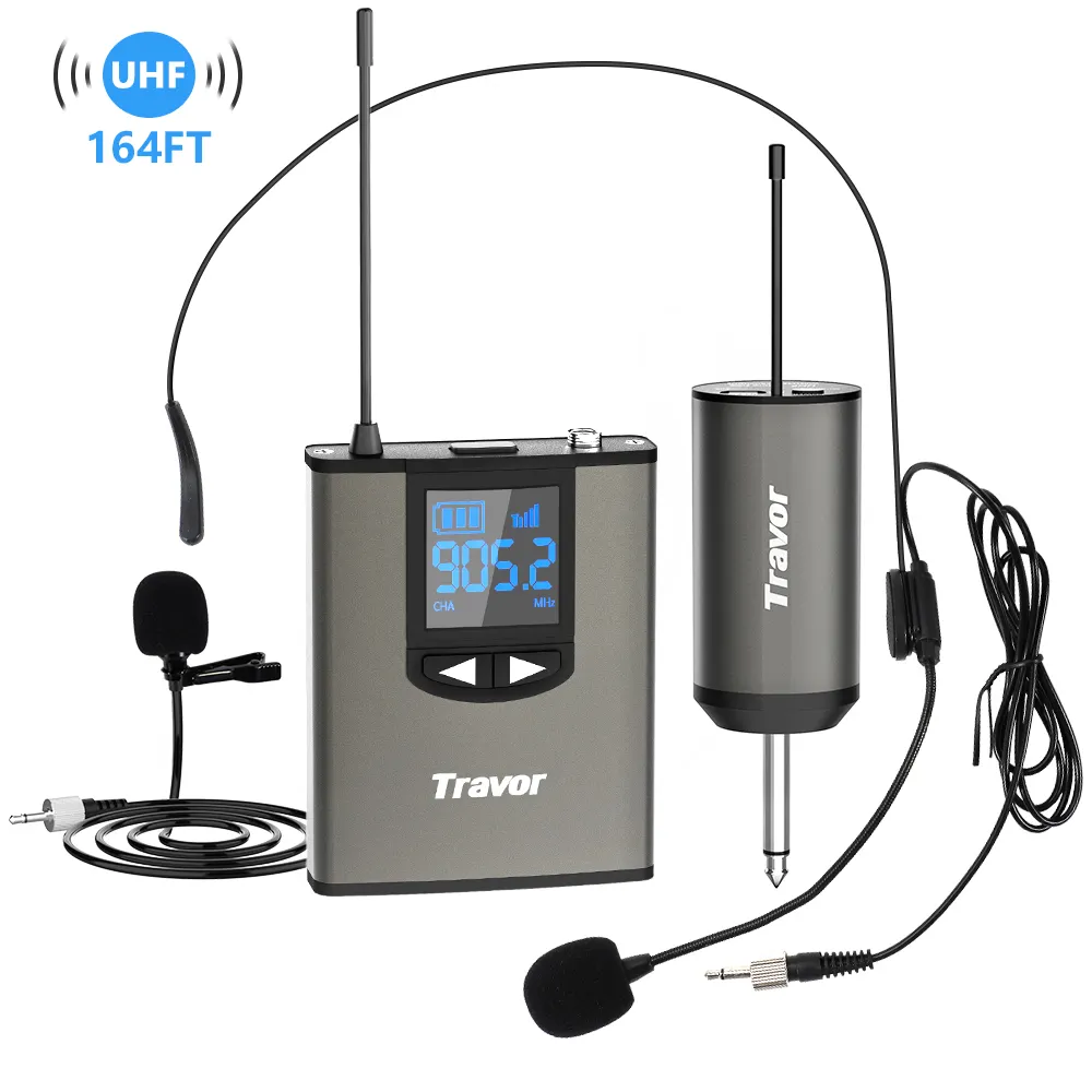 Профессиональная беспроводная петличная микрофонная система Travor YM1, 164ft диапазон, UHF микрофон, гарнитура, микрофон для выступлений и прямых трансляций