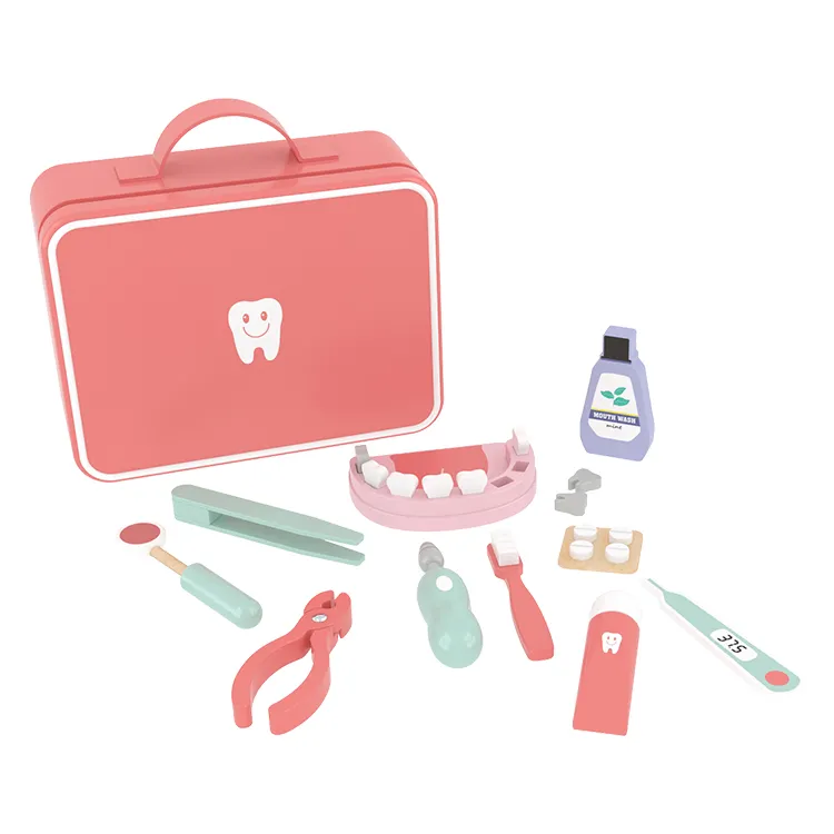 Pretend toy set with suitcase Kid dentist role-play toy set Children's education doctor toy dentist box