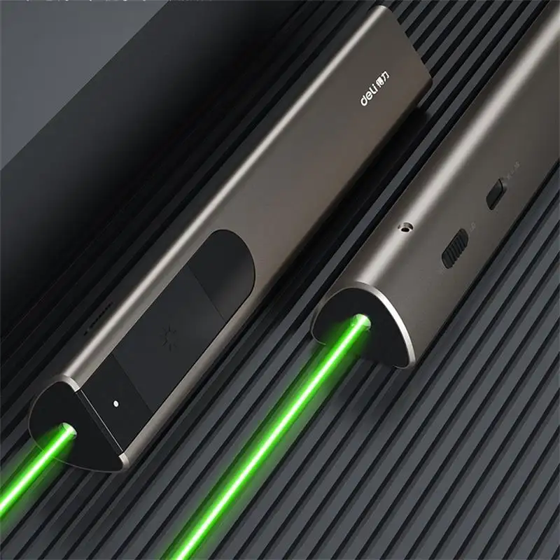 Deli Easy To Use For Large Meetings Green Focusing Led Laser Pointer Usb Rechargeable Laser Pen