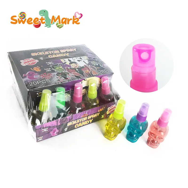 Multi-colored sour fruit flavor skull shape spray candy