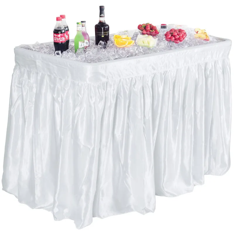 Custom Rectangle White 6 Feet 8 Ft Ice Cooler Banquet Table Skirts for Party