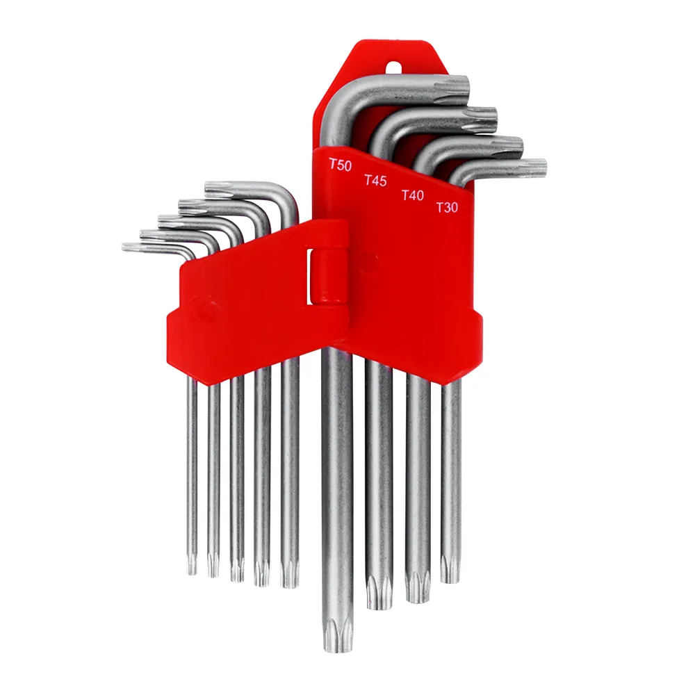 9 Pcs High Quality Customized Hand Tool Medium Arm L Type CRV Torx Hex Key Wrench Set