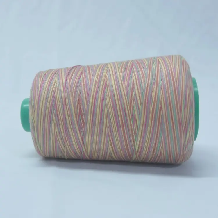 Оптовая продажа швейных принадлежностей 100% полиэстер 40/2 швейная нить, разноцветная Радужная швейная нить