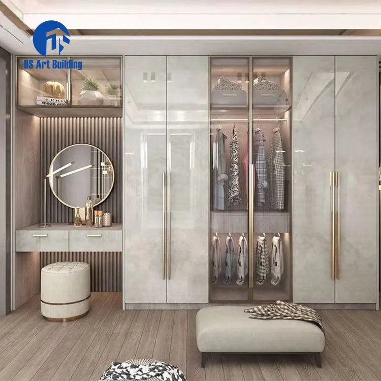 DS New Design Built In Bedroom Wardrobe Storage Organizer Lacquer Cabinet Closets Set Furniture