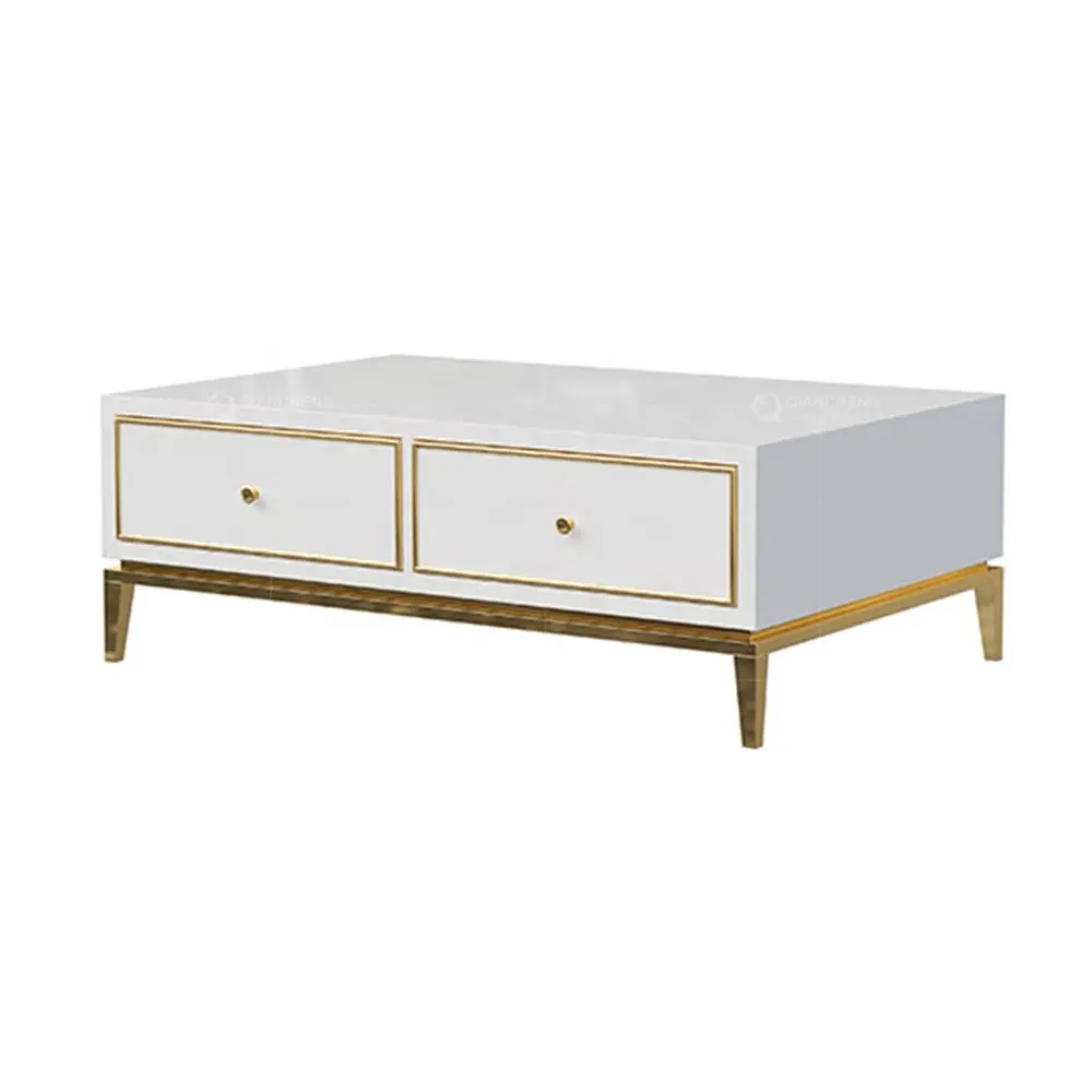 tv unit white wooden and bone inlay coffee table with storage 2 drawer modern moroccan crystal gold carbon steel coffee table