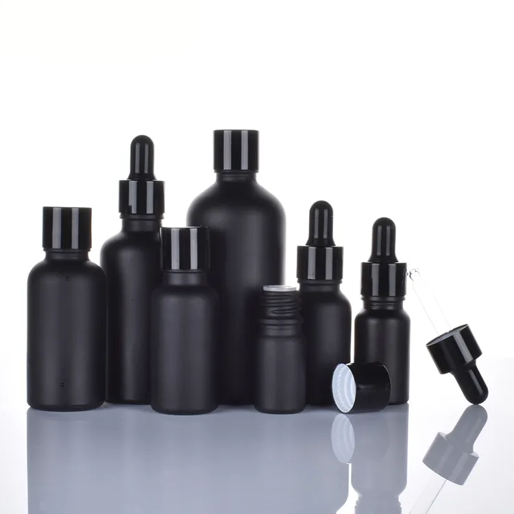 5ml 10ml 15ml 20ml 30ml 50ml 100l matte dark black oil glass dropper bottle