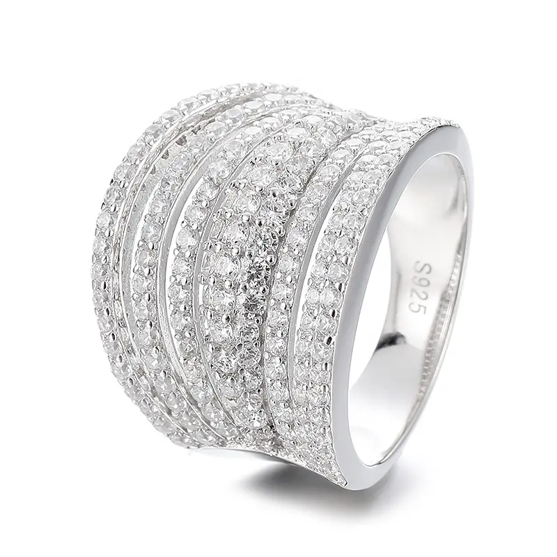 Ювелирные изделия в дубайском стиле, блестящий глэм, родий, хип-хоп, роскошное Серебро S925, вымощенное VVS кольцо с муассанитом, для женщин