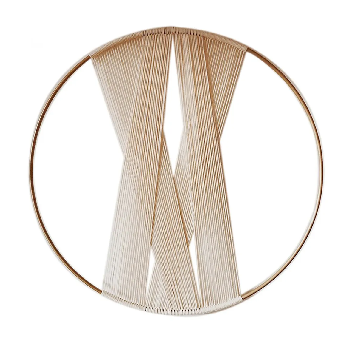 Bohemian Macrame Wall Hanging Creative Round Wall Hanging Minimalism Gold Hoop Cotton Thread Woven Tapestry