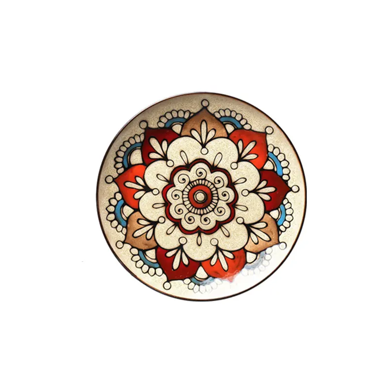 Factory flower design round custom melamine cake tableware dinner plate