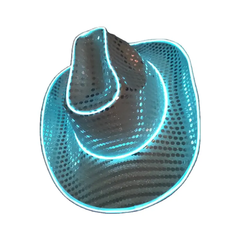 2022 Noen LED Light Hat LED Flashing Cowboy Hat With Sequins for Women and Men Festive Hats Party Caps Costume