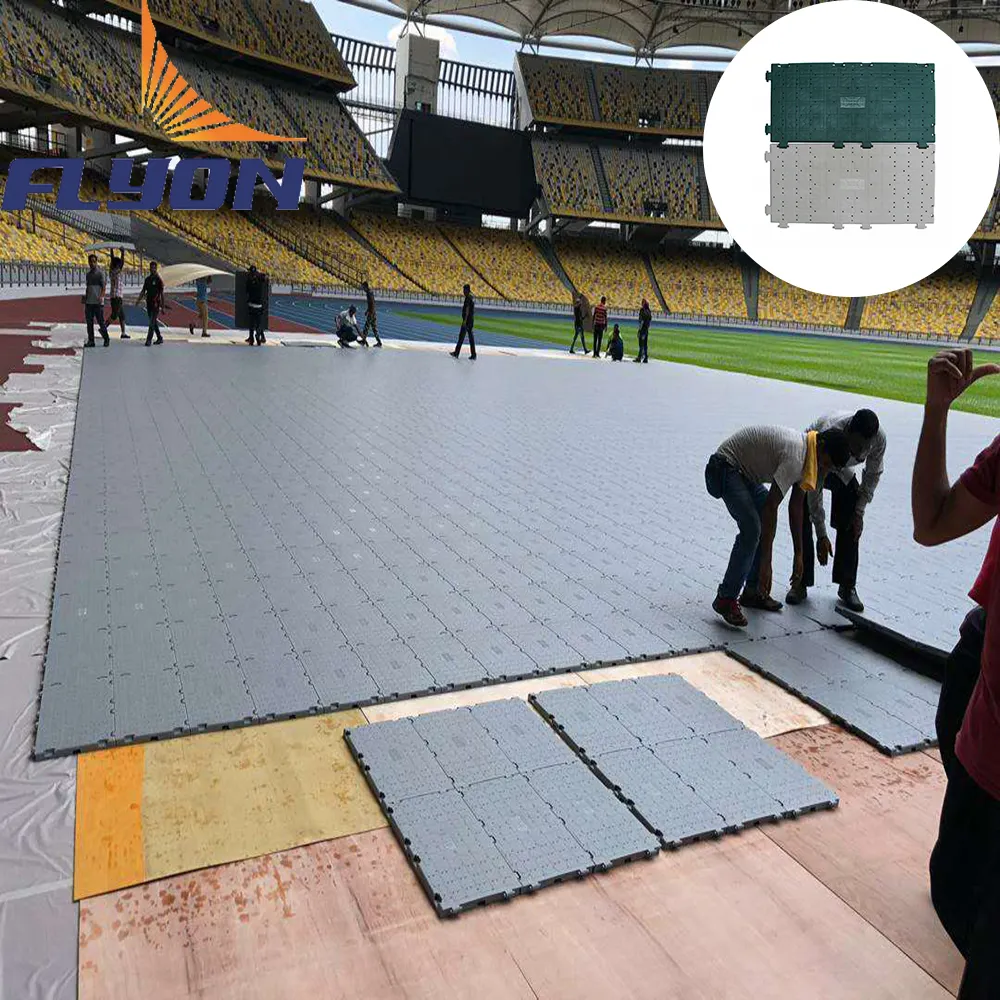 Flyon 2022 Plastic Turf Protection Flooring Stadium Covering Stadium Floor Portable Event&Tent Wedding Flooring