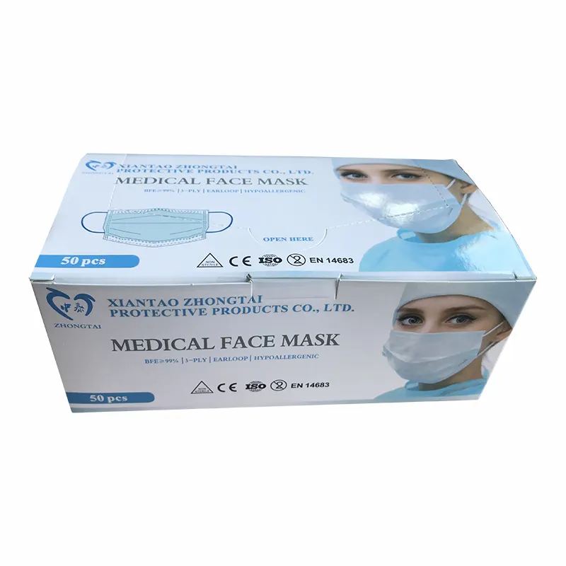 Нетканые ткани зима хирургическая маска, ушных петлях для взрослых пластиковая коробка 3 слоя маска для лица, 50 шт/коробка