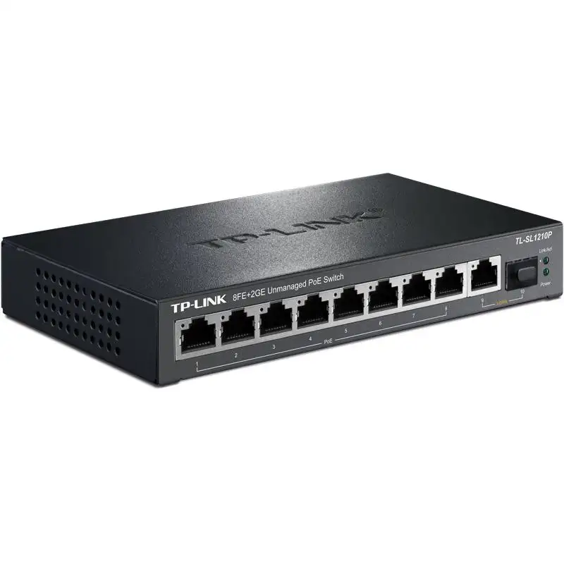 TP-LINK SL1210P 8-портовый 100 м коммутатор питания через ethernet 1 Gigabit 1 гигабитное волокно портовый коммутатор