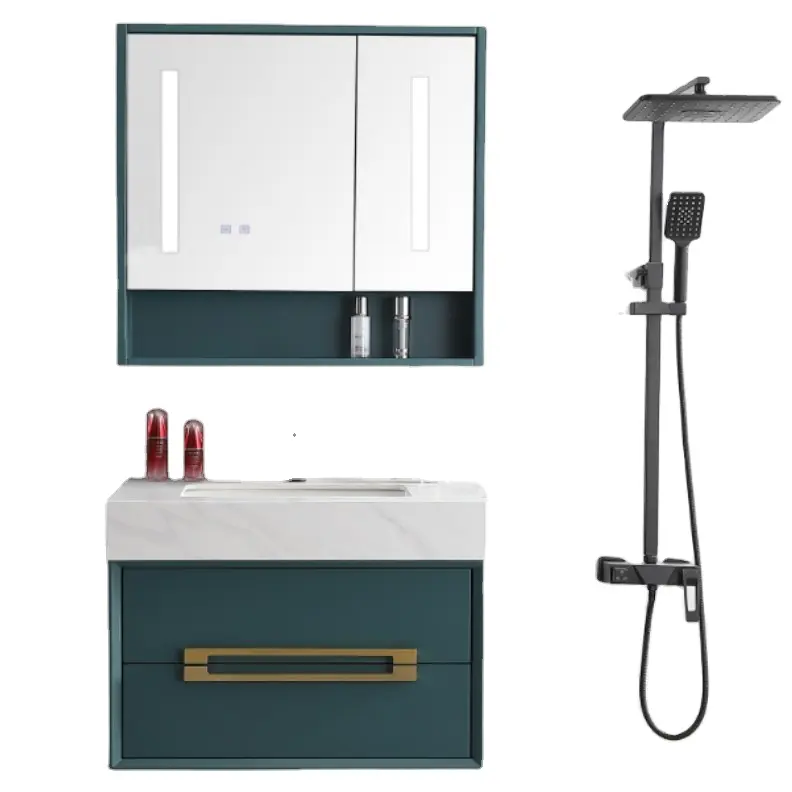 Распродажа, KD-BC310W-60 настенный деревянный шкаф, умывальник, стеклянный шкаф для ванной комнаты, специальный зеленый цвет, светодиодный Зеркальный туалетный столик