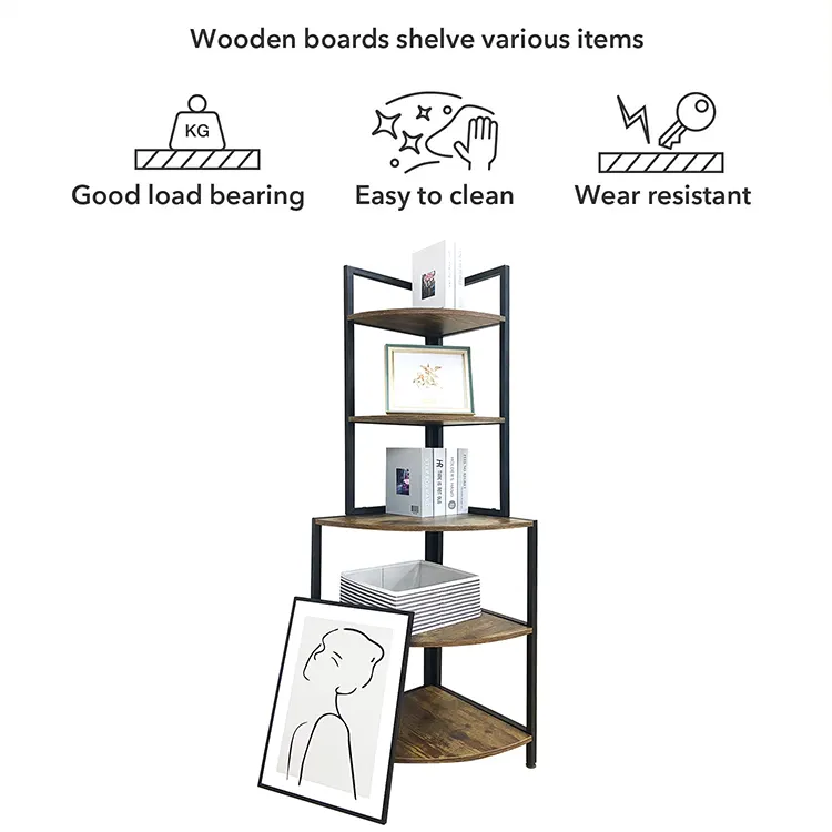 Multi-function Home 5 Tier Corner Console Table With MDF And Shelves Corner Rack