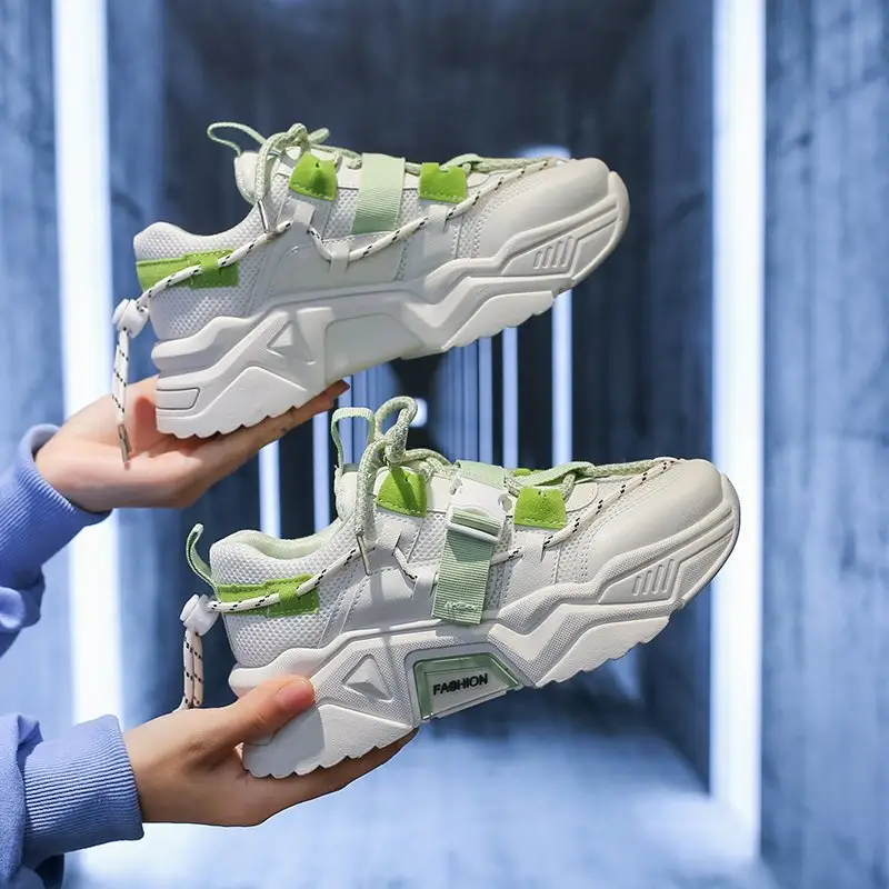Женские сетчатые кроссовки на платформе, повседневные дышащие кроссовки на массивной подошве, 2021