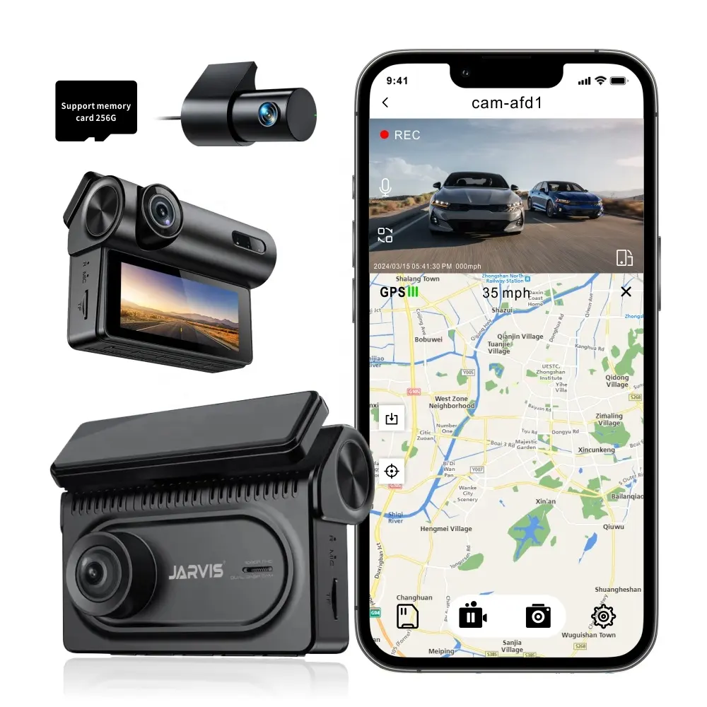 Автомобильный видеорегистратор Jzrvis с двумя объективами, система 3 камер 4K + 1080P + 1080P, встроенный Wi-Fi GPS ИК ночного видения с сенсорным экраном для автомобилей