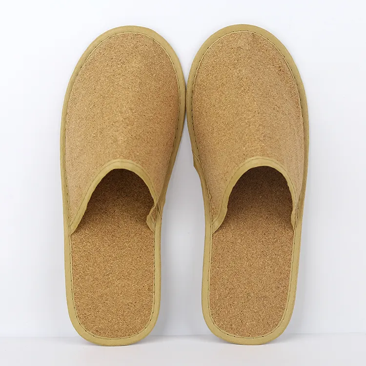 Personalized Design Disposable Eco Friendly Biodegradable Cork Open Toe Bedroom Guest Use  Hotel Slippers