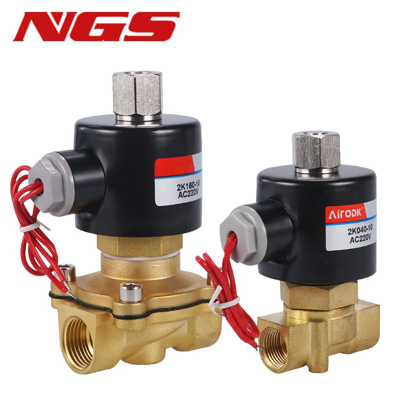 2K/2W025 220V 110V 24V 12V Normally Open NO Brass Electric Solenoid Valve For Water Air Oil 1/4 3/8 1/2 2W160-15K 2W040-10K