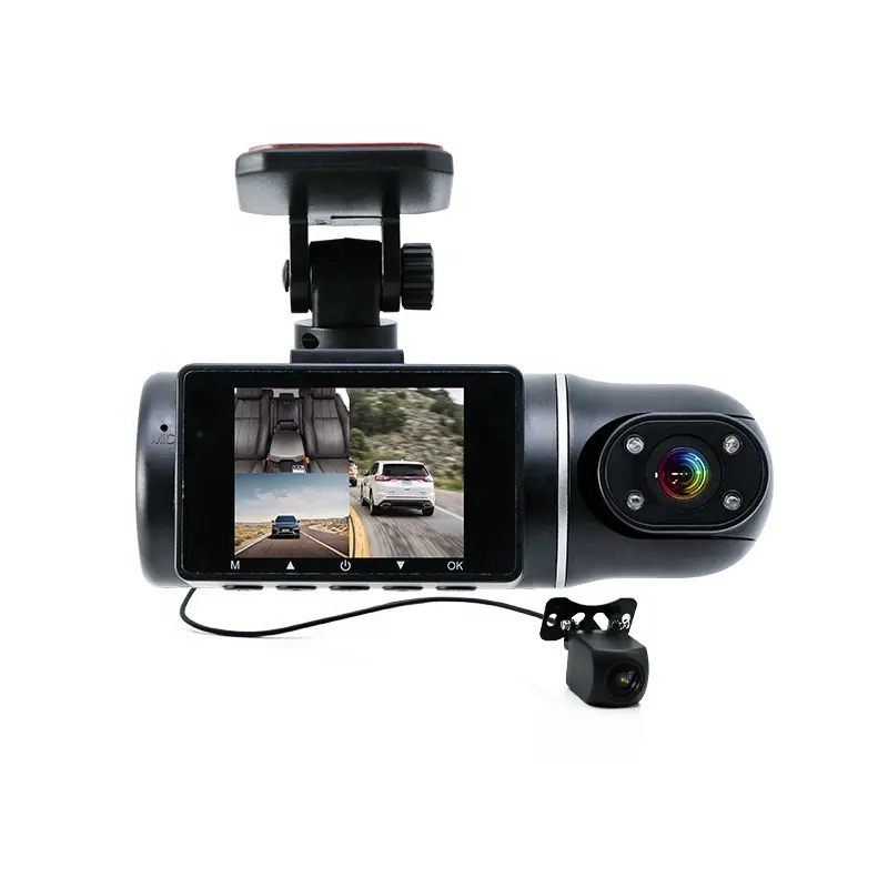 Автомобильная камера с 2-дюймовым экраном и тремя каналами, Full Hd 1080p