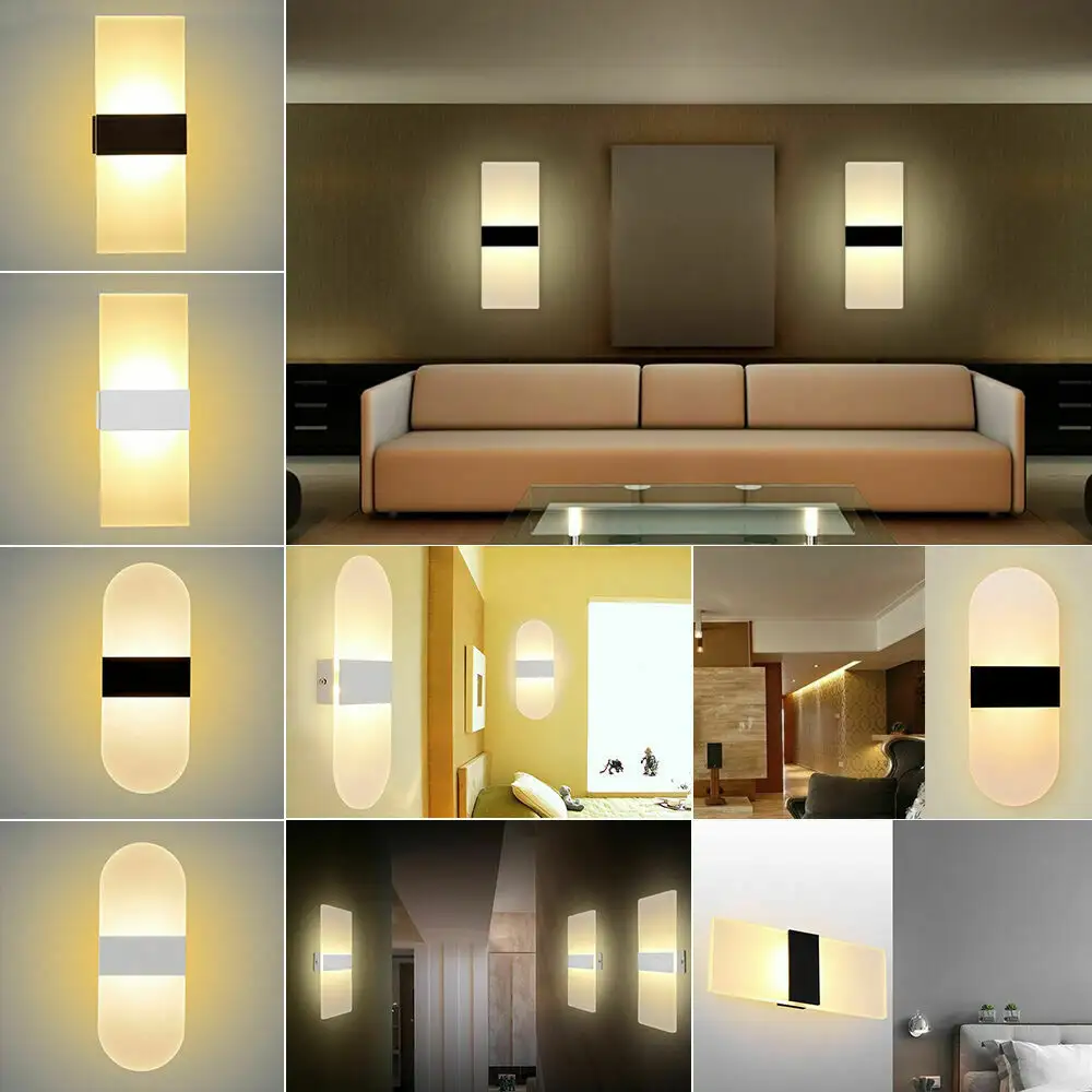 Modern LED Wall Lamp 3W 6W 12W Acrylic Sconce Lights Fixture Mount Indoor Home Bedroom Lighting